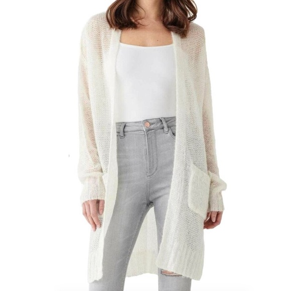 DL1961 Marianna Hewitt Saratoga Wool Blend Open Front Knit Cardigan - Picture 1 of 11